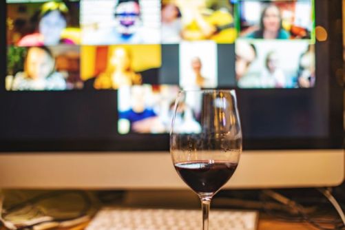 virtual happy hour stock photo
