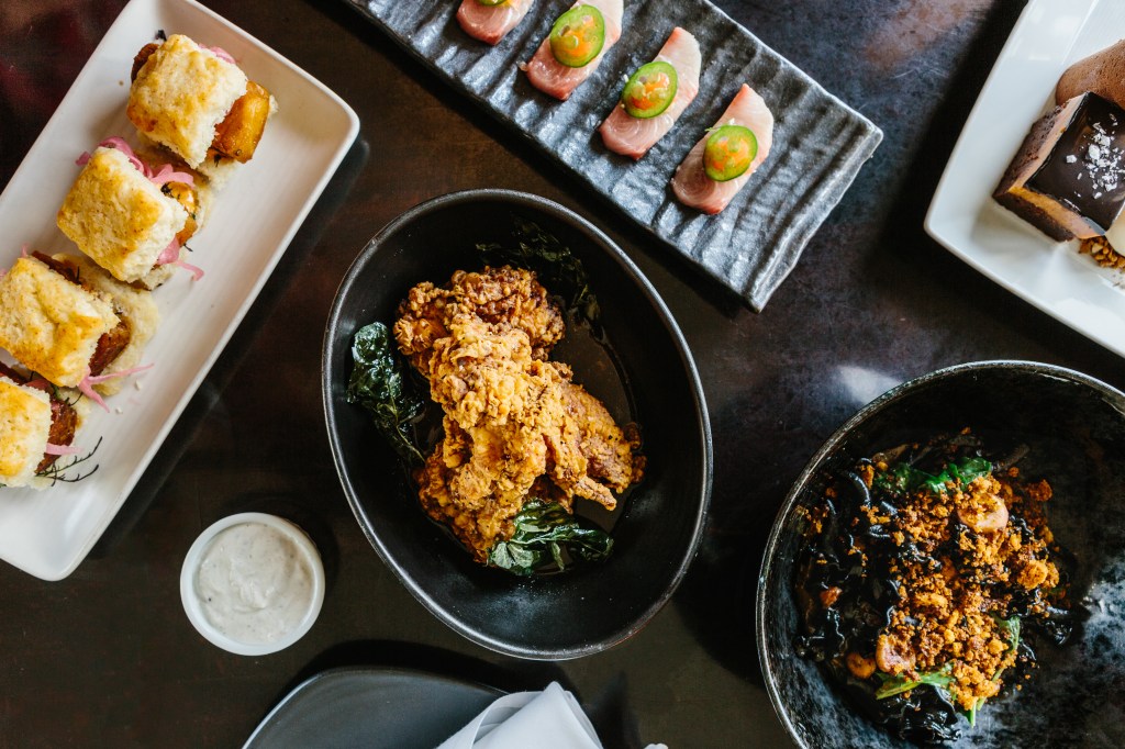 Dinner menu items featured at chalkboard restaurant in Healdsburg.