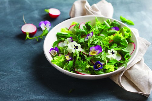 Spring Garden Salad with Edible Flowers and Meyer Lemon-Herb Citronette