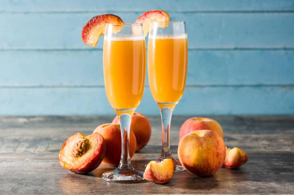 Natural peach juice in glass