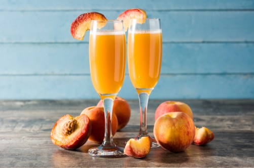 Natural peach juice in glass