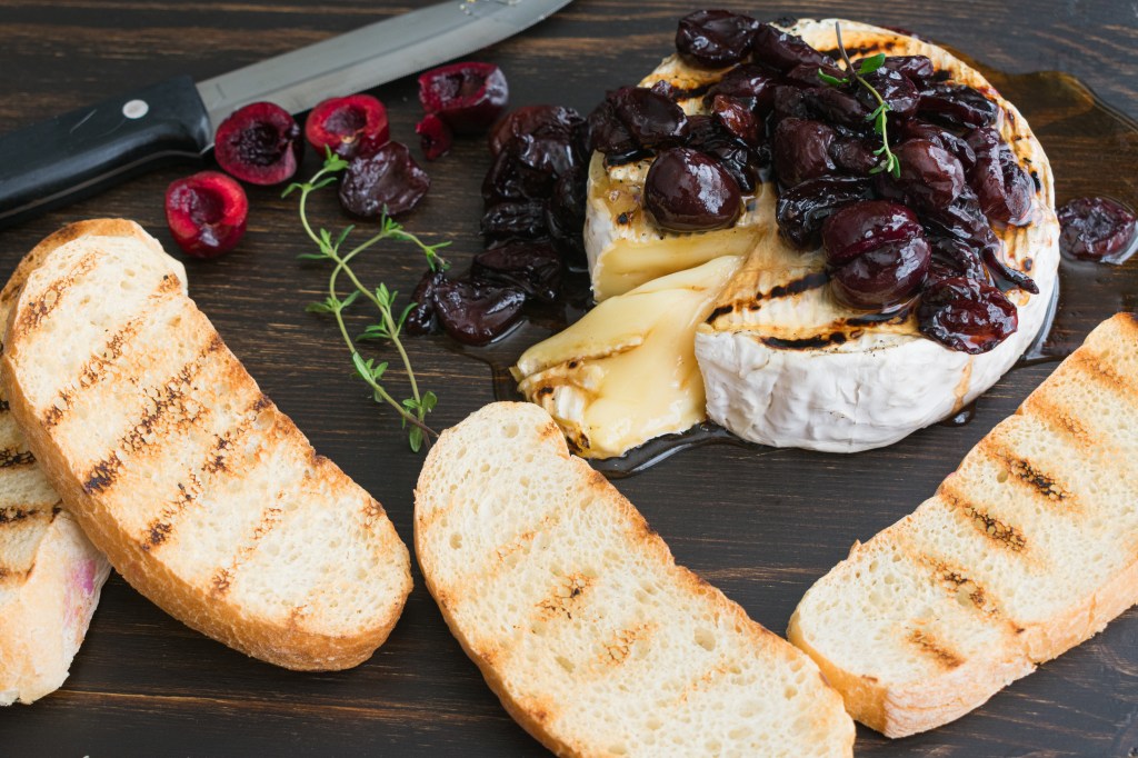 Honey Thyme and Sweet Cherry Grilled Brie