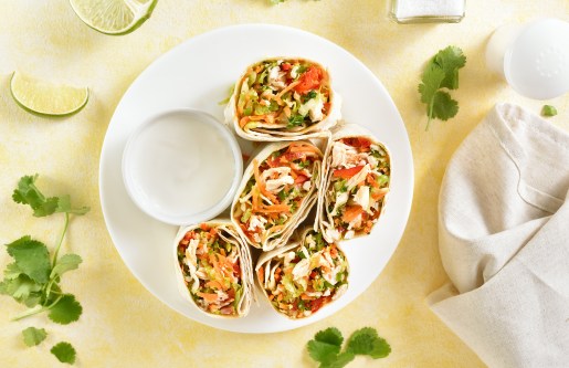Tortilla wraps with chicken and vegetables