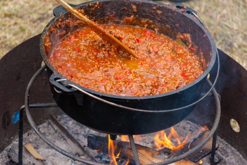 Chili con carne in a cooking pot