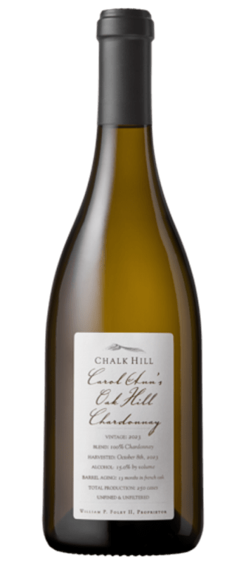 carol anns oak hill chardonnay 2023 chalk hill bottle shot