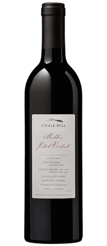 malbec petit verdot 2022 chalk hill bottle shot