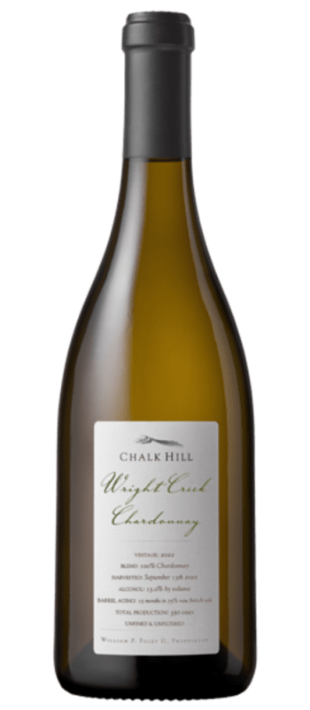 wright creek chardonnay 2022 chalk hill bottle shot